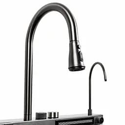 Кухонна мийка 75x45D PVD чорна Platinum Handmade Водоспад декор, Decor - мініатюра 5