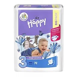 Подгузники детские Happy baby midi 5 - 9 кг 72 шт Bella Белый