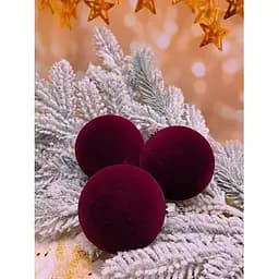 Набір ялинкових куль Оксамит 100 мм 6 шт Бордовий