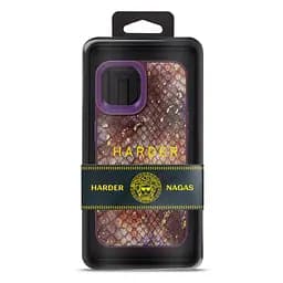 Кожаный чехол для Apple iPhone 14, Harder Nagas, фиолетовый, термополиуретан ТПУ + экокожа с имитацией кожи Наги, панель, защита корпуса, противоударный, микрофибра, рамка вокруг камеры, защита всего корпуса, (ARM76749) - мініатюра 3