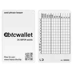 Мнемонический планшет Lapua Seed phrase keeper, с логотипом Btcwallet (LSPKLBTCW)