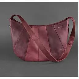 Шкіряна жіноча сумка Круасан бордова Crazy Horse