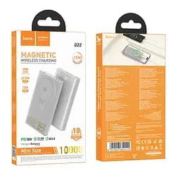 Портативний магсейф акумулятор Hoco Q22 Taurus magnetic 10000 mah бездротова батарея сіра - мініатюра 4