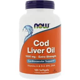 Рыбий жир из печени трески Now Foods Cod Liver Oil 1000 мг 180 капсул (NOW-01744)