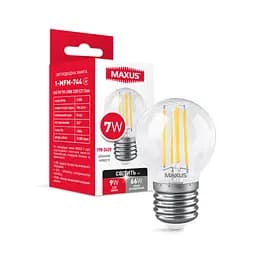 Лампа світлодіодна філаментна Maxus G45 FM 7W 4100K 220V E27 Clear