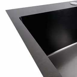 Кухонна мийка Platinum Handmade 60x50 (600x500x230 мм) PVD чорна HSB, Чорний - мініатюра 5