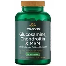 Хондропротектор Swanson Glucosamine, Chondroitin & MSM, 90 капсул для догляду за суглобами