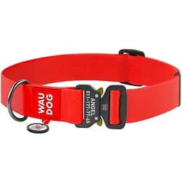 Нашийник для собак Waudog Waterproof, коллартекс, водостійкий, з QR паспортом, 43-70х4 см, червоний