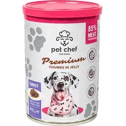 Влажный корм для взрослых собак Pet Chef Кусочки в желе с индейкой 415 г