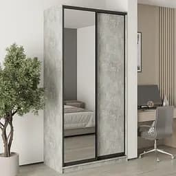 Шкаф-купе двухдверный MebelStar Уни BG ДСП/Зеркало 120x60x240 см Бетон (MBS-10504)