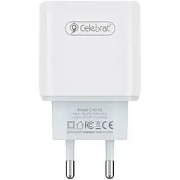 Зарядное устройство Celebrat C-N3 12W 2USB + MicroUSB Cable White