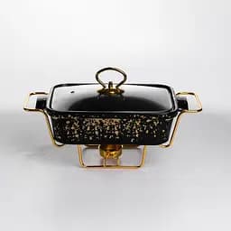 Мармитница прямоугольная Yiwu со стеклянной крышкой на металлической подставке с подогревом 31х16х11 см настольный мармит для первых блюд ML-874-11