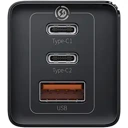 Мережевий зарядний пристрій Baseus GaN2 Pro Quick Charger 1USB + 2Type-C 65W CCGAN2P-B01 Black - мініатюра 3