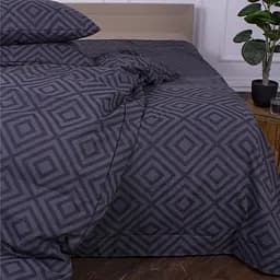 Простирадло MirSon Ranforce Elite 17-0625 Geometry Graphite 220х180 см (2200008204792)