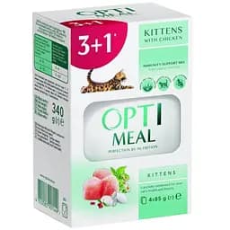 Уцінка. Набір вологого корму для кошенят Optimeal Kitten Chicken з куркою 340 г (4 шт. по 85 г)