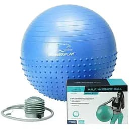 М'яч для фітнесу PowerPlay 4003 із насосом 65 см синій (10684)