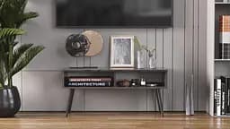 Тумба під ТВ Невада Ferrum-decor 45x100x38 Чорний метал ДСП Сосна Кембра 16 мм (FRD-106720) - мініатюра 6