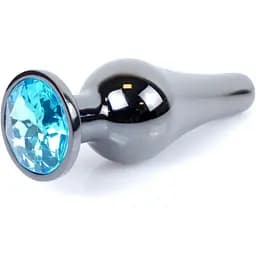 Анальна пробка Boss Of Toys Boss Series - Jewellery Dark Silver Butt Plug Light Blue, BS6400058, Срібний / Голубой
