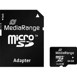 Карта памяти MediaRange 64GB microSDXC memory card, Class 10, with SD adapter (MR955)