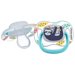 Пустушка силіконова Bebe Confort Reversible Soothers Lazy Sloth, симетрична, 6-36 міс., 2 шт., синя (3104202090)