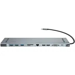 Usb-хаб Baseus Enjoyment Series Type-C Notebook (PD / HDMIx2 / VGA / RJ45 / SD / TF / Usbx3 / Adapter) Темно-серый
