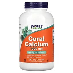Вітаміни та мінерали NOW Coral Calcium 1000 mg, 250 вегакапсул