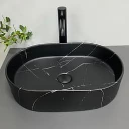 Умивальник VBI Verona 50 black marmo matt накладний VBI-011328, Чорний матовий