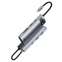 USB-хаб Baseus Metal Gleam Series 7-Port (Type-C to HDXiaomi4K@60Hz*1+USB3.0*3+PD*1+SD/TF*1) B00030708811-00 Grey - мініатюра 5