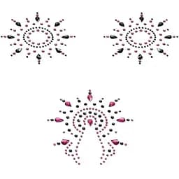 Пестіс з кристалів Petits Joujoux Gloria set of 3 Black/Pink украшение на грудь и вульву One size