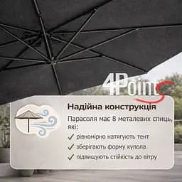 Садова парасоля 4Points Sunny регульована, з нахилом, 3 м, 8 спиць - мініатюра 6