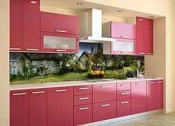 Кухонний фартух самоклеючий Казковий будиночок 02 для кухні ПВХ наклейка зелений 60х300 см Happy Pocket Z180367 - мініатюра 2