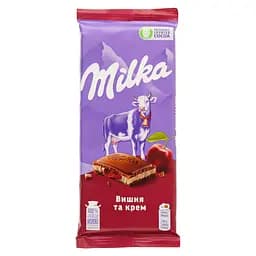 Шоколад молочний Milka Вишня та крем 90 г (922210)