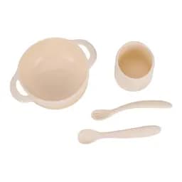 Набор силиконовой посуды OldBro Milk силиконовая тарелка на присоске, кружка и приборы, 4 предмета