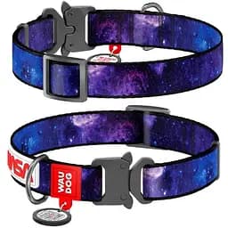 Нашийник для собак Waudog Nylon нейлоновий c QR паспортом малюнок NASA21 Розмір S