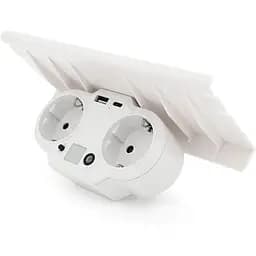 Розетка двійник Voltronic із заземленням HHT609W, USB+Type-C, 4А, зашита від перевантаження, підставка під телефон, White