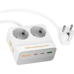 Удлинитель сетевой Hoco Descanso 2-socket PD desktop charger AC27 (L=2M) 1USB/2Type-C, 30W/3A