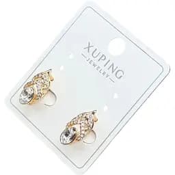 Сережки Xuping з рельєфним дизайном та цирконієм гіпоалергенне медичне золото