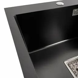 Кухонна мийка 50x50 PVD чорна Platinum Handmade з підставкою для ножів, Чорний - мініатюра 2