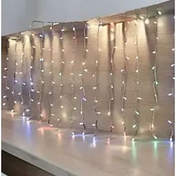 Новогодняя светодиодная гирлянда-штора Роса густая 3x0.7 м с 200 цветными LED лампочками