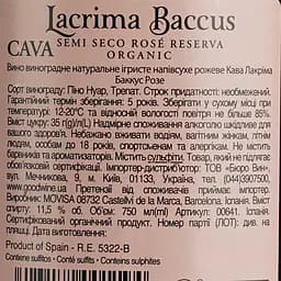 Вино ігристе Lacrima Baccus Semi Seco Rose, рожеве, напівсухе, 11,5%, 0,75 л (641) - мініатюра 4