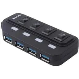 Хаб Usb Maxxter HU2A-4P-AC-02, черный, Usb 2.0 - 4xUsb 2.0, кабель 1 м, блок питания, индивидуальные выключатели на каждый порт