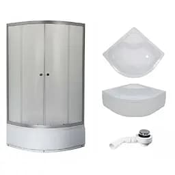 Душова кабіна 90х90 кутова з високим піддоном WIZ напівкругла