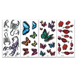 Набір тимчасових тату 3D №2 Fresh Tattoo 3d-set-02, 19 х 9 см 4 шт
