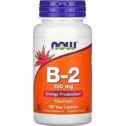 Вітаміни та мінерали NOW Vitamin B2 100 mg, 100 вегакапсул