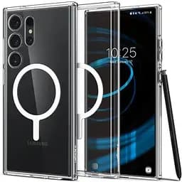 Прозорий чохол Spigen Ultra Hybrid Ring (MagFit) White для Samsung Galaxy S24 Ultra (ACS07297)