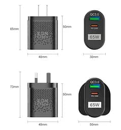Зарядний пристрій XON PowerCharge 65W (PD33) USB Type-C (PCWB065033A1С1B 6051) Чорний - мініатюра 10
