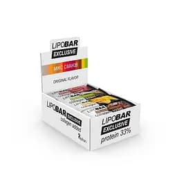 Блок батончиків LipoBar Exclusive Protein Bar MIX №1, 20*50 грам збагачений біоактивним колагеном Peptan