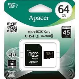 Карта пам'яті APACER MicroSDXC 64GB C10 UHS-I AP64GMCSX10U1-R