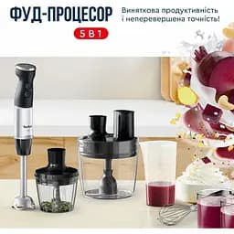 Блендер заглибний 8в1 Tefal Quickchef+ 1000 Вт чаша 800 мл чопер 500 мл кухонний комбайн 5в1 турборежим сіро-чорний (HB67G830) - мініатюра 10