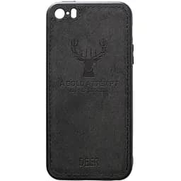 Чехол-накладка Toto Deer Shell With Leather Effect Case Apple iPhone 5/5s/SE Black